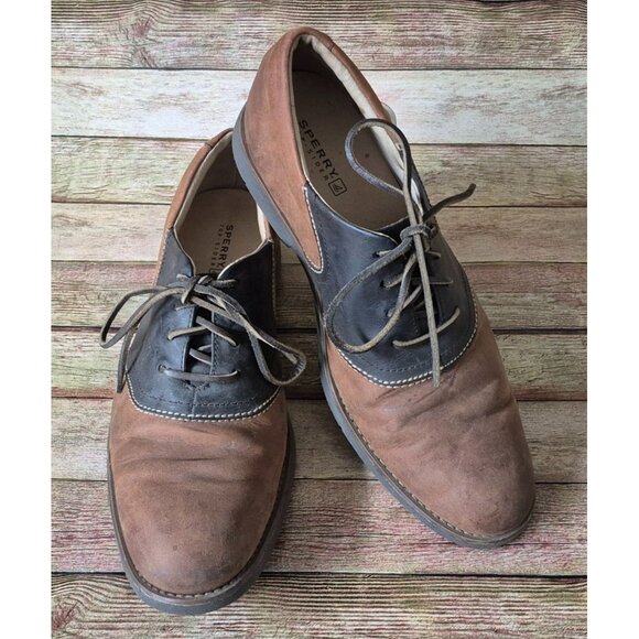 SPERRY TOP-SIDER Jamestown Size 11.5 M Brown Mens Suede & Leather Saddle Oxford - Picture 2 of 11